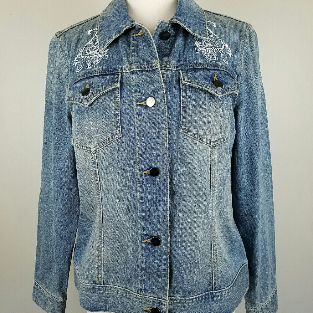Paisley Embroidered Blue Denim Jacket Beautiful